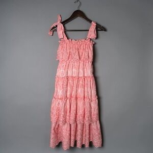 Marlo Juniper Embroidered Maxi Dress Pink Tiered Size 11-12 Years Girls Kids